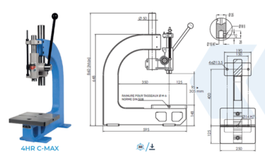 Prensa Manual de Cremallera 600 Kg  4HRLP (cuello ancho)